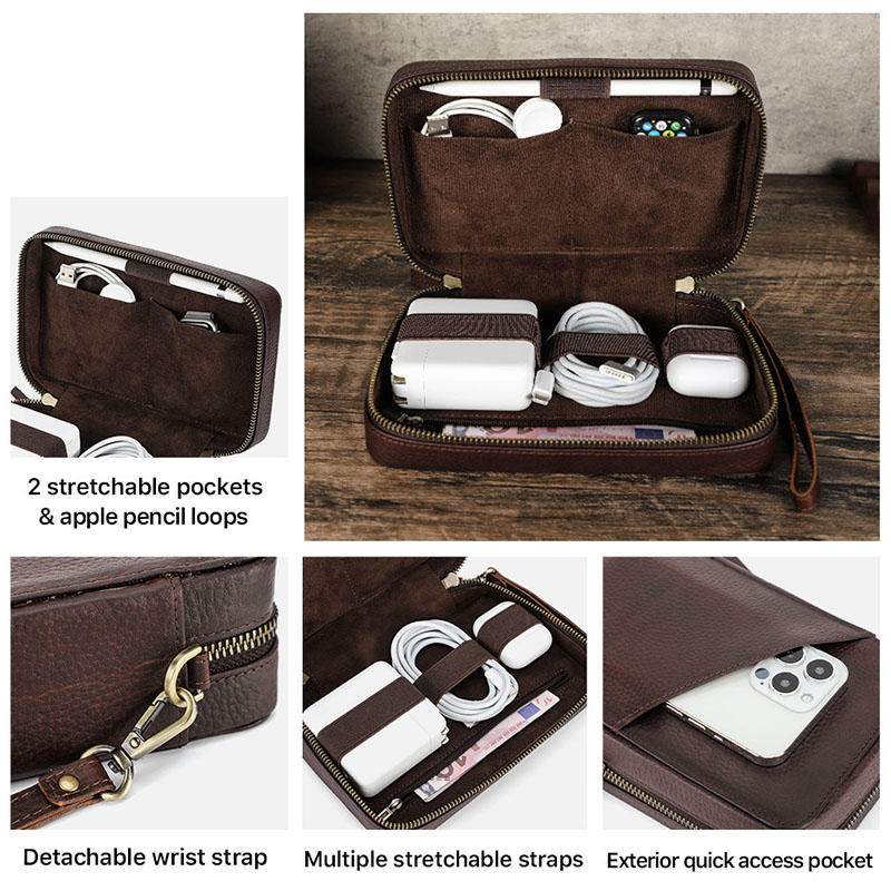 Vintage Brown Genuine Cowhide  - Tech Accessories Travel review and price