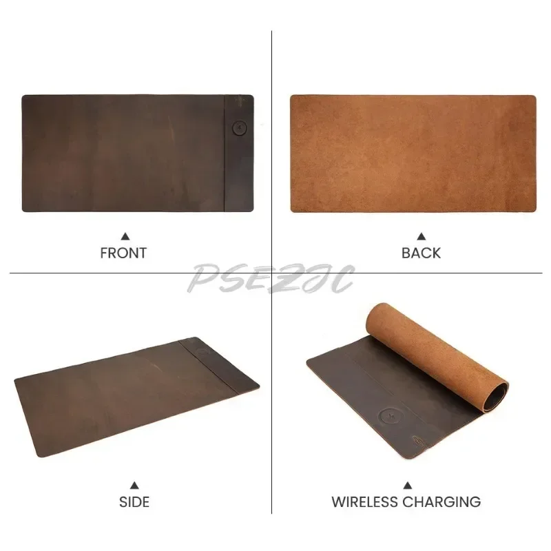 Vintage Cowhide Mouse Pad with - Mouse Charging Pad review and price