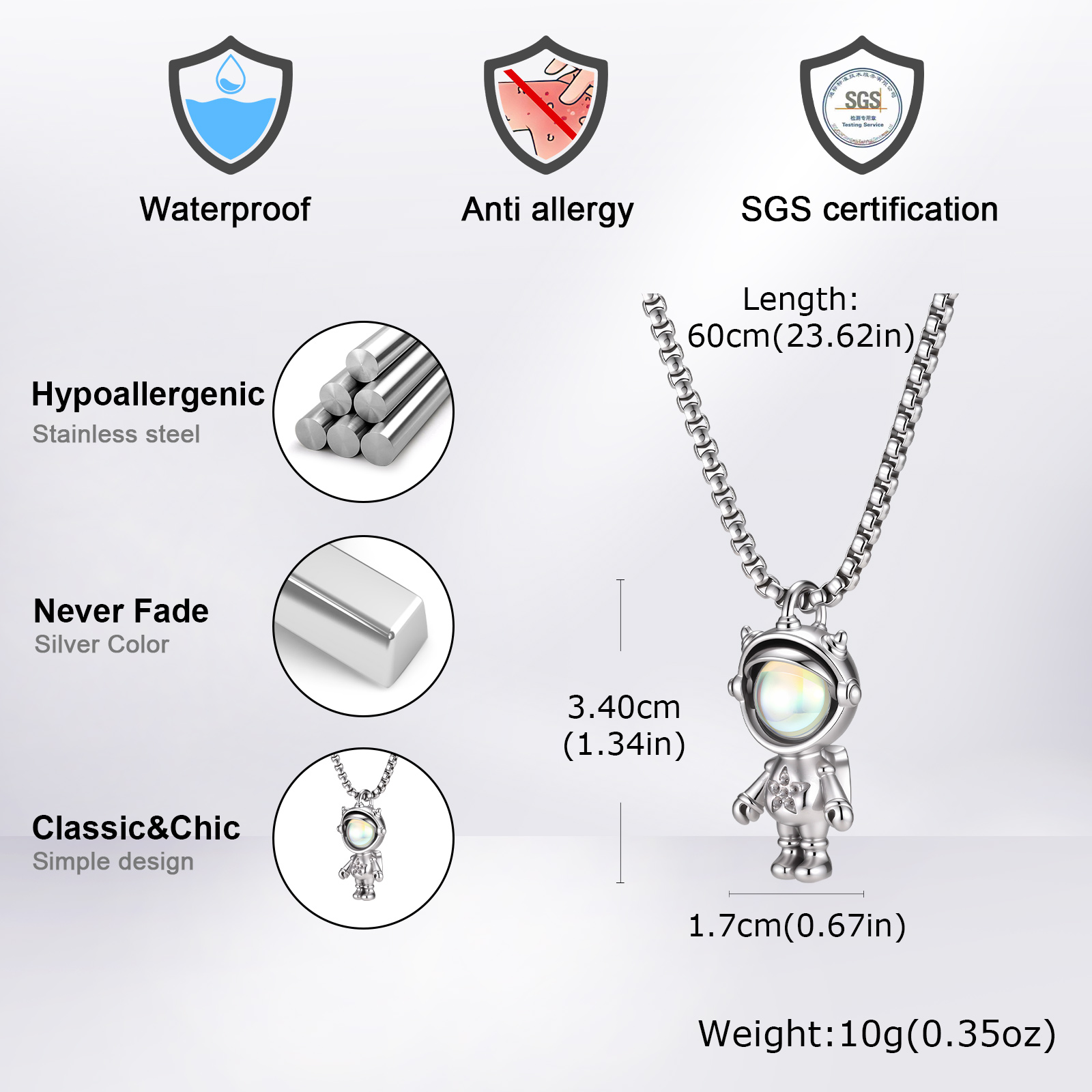 Vnox Stainless Steel Spaceman  - Tech Wear Accessories review and price